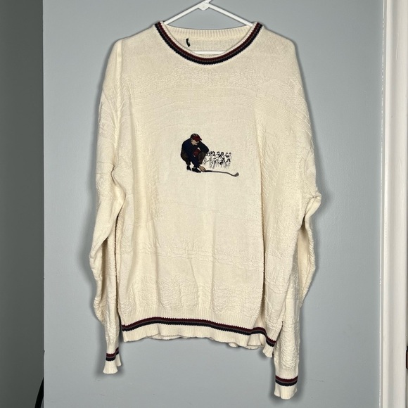 RARE Vintage Cypress Links Golf Sweater Off-White - Picture 1 of 5